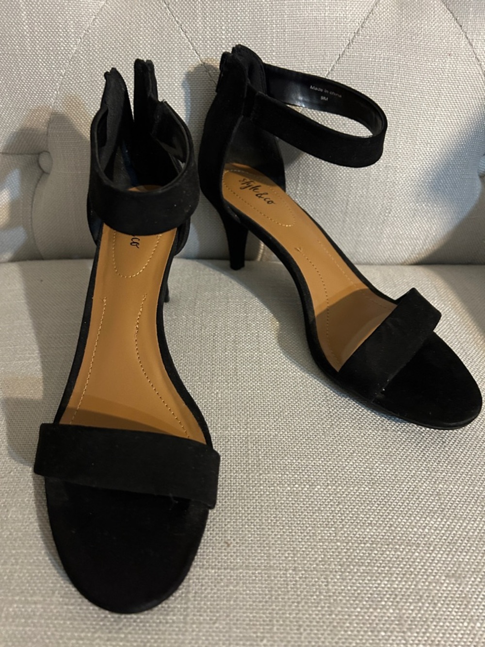 Women's Black Ankle-Strap Heeled Sandals